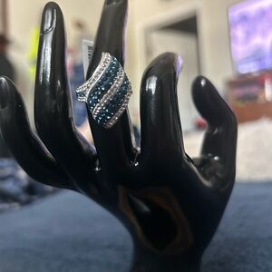 Blue sapphire and CZ ring